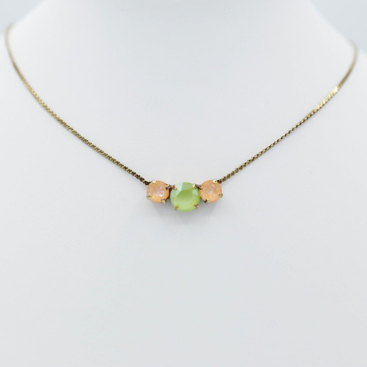 Orange &amp; Lime Glass Stone Necklace - Vita Isola