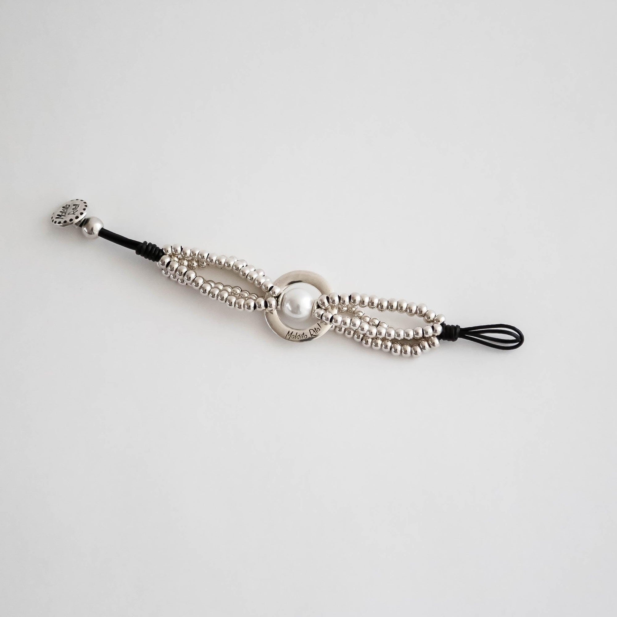 Pearl / Silver / Leather Bracelet Coco Sup - Vita Isola