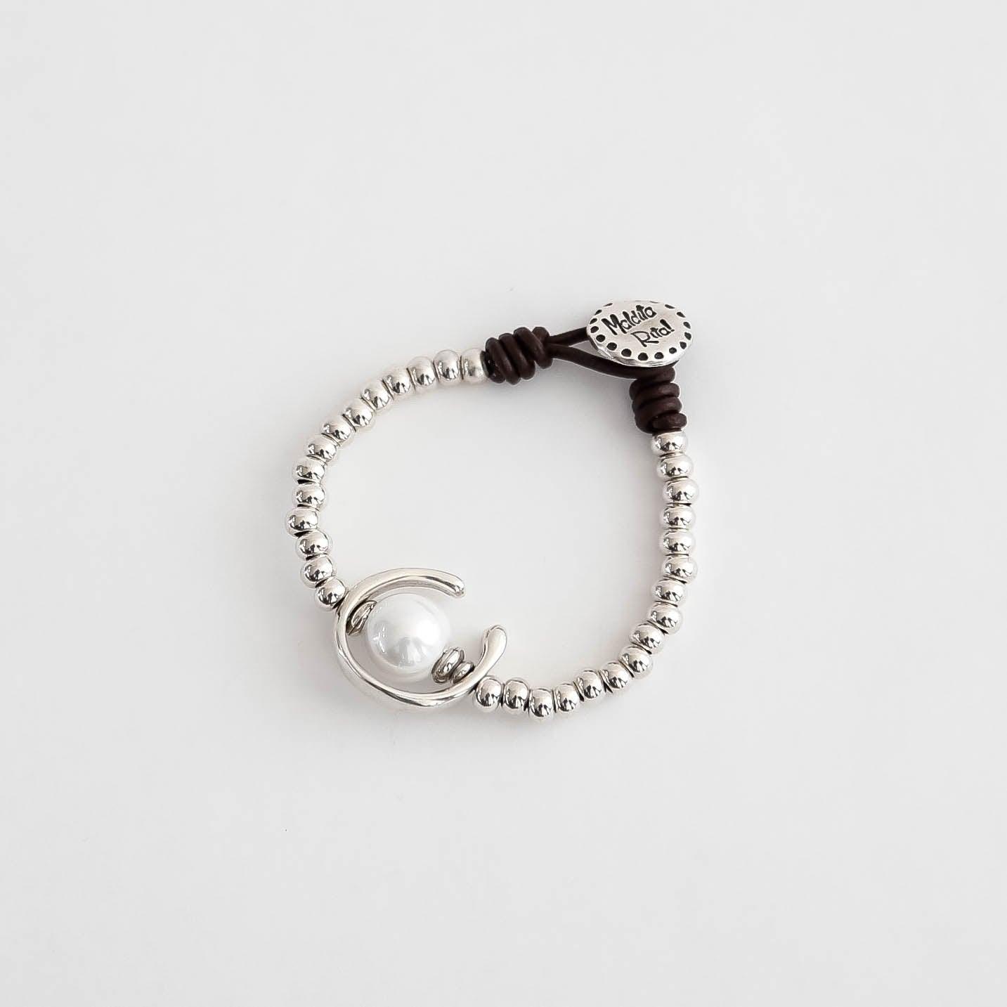 Pearl / Silver / Leather Coco Bracelet - Vita Isola