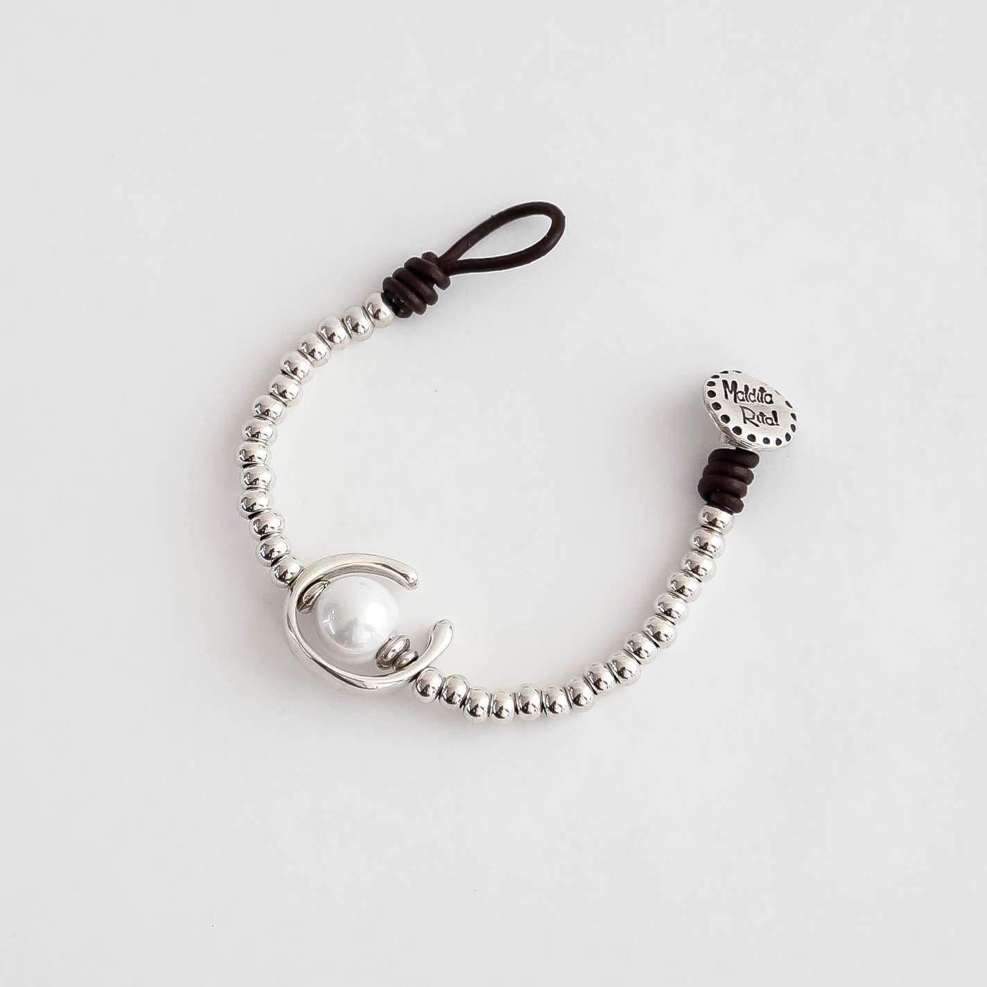 Pearl / Silver / Leather Coco Bracelet - Vita Isola