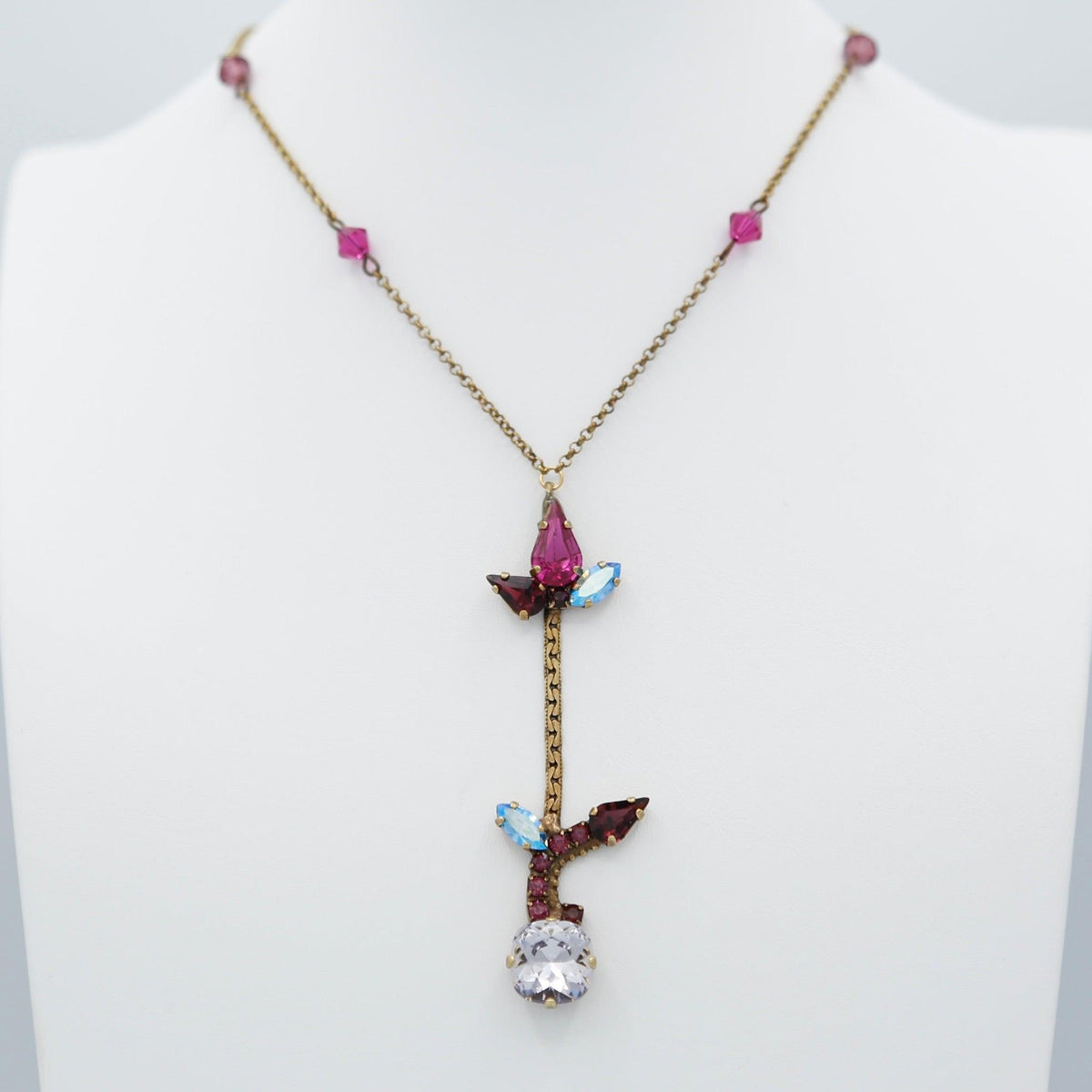Pink &amp; Blue Crystal Tulip Necklace - Vita Isola