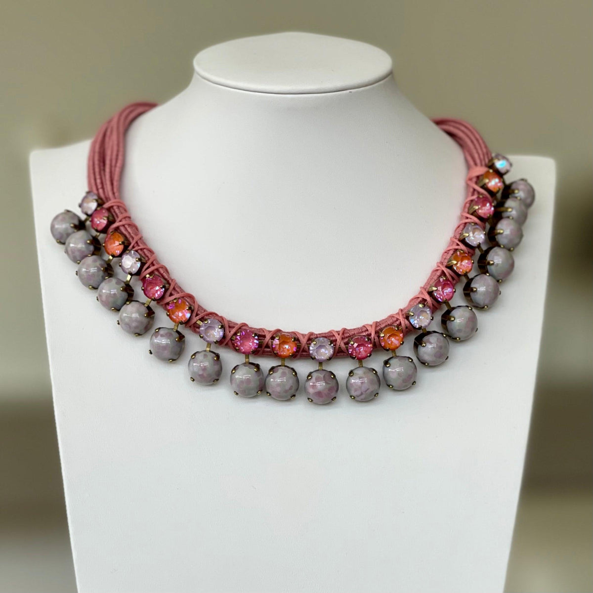Pink &amp; Lilac Glass Stones Necklace - Vita Isola
