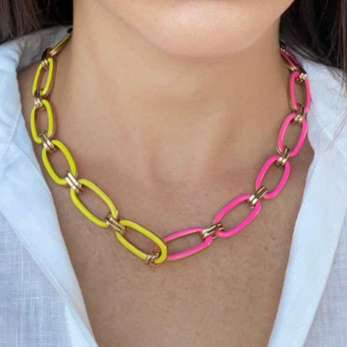 Pink & Yellow Reversible Necklace - Vita Isola