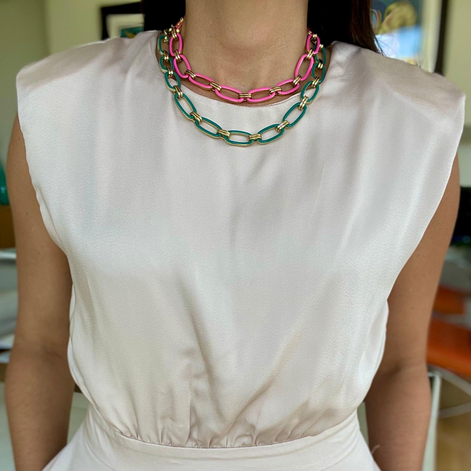 Pink & Yellow Reversible Necklace - Vita Isola