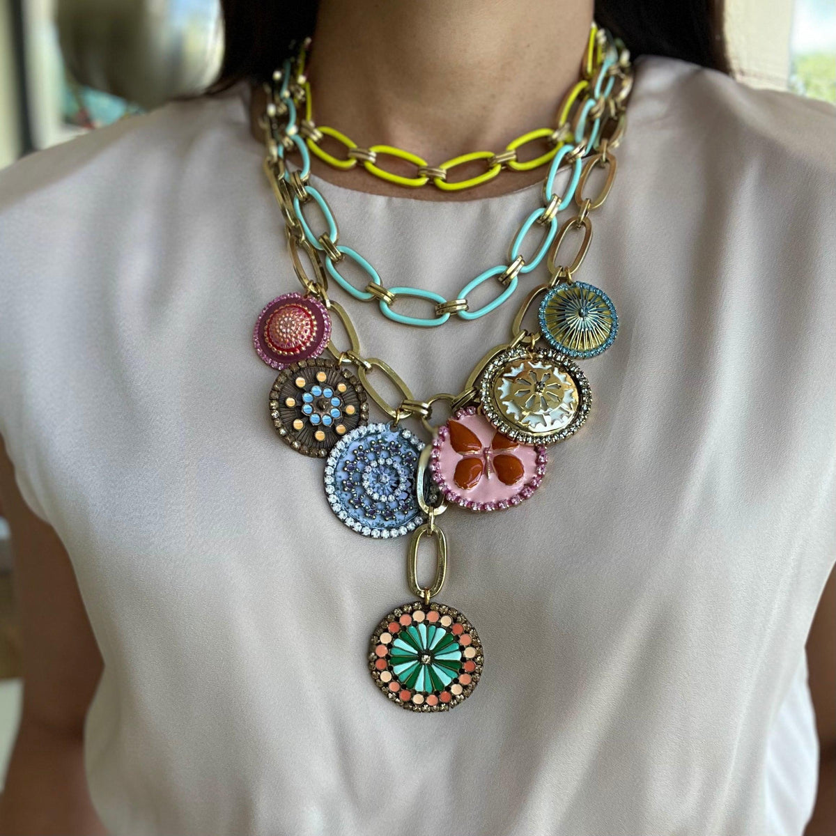 Pink &amp; Yellow Reversible Necklace - Vita Isola