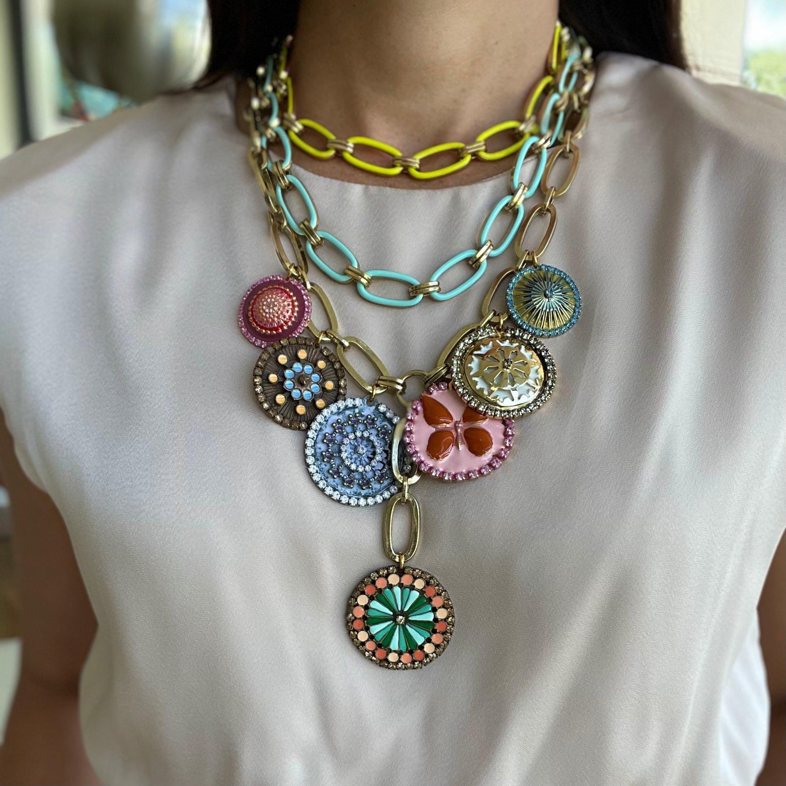 Pink & Yellow Reversible Necklace - Vita Isola