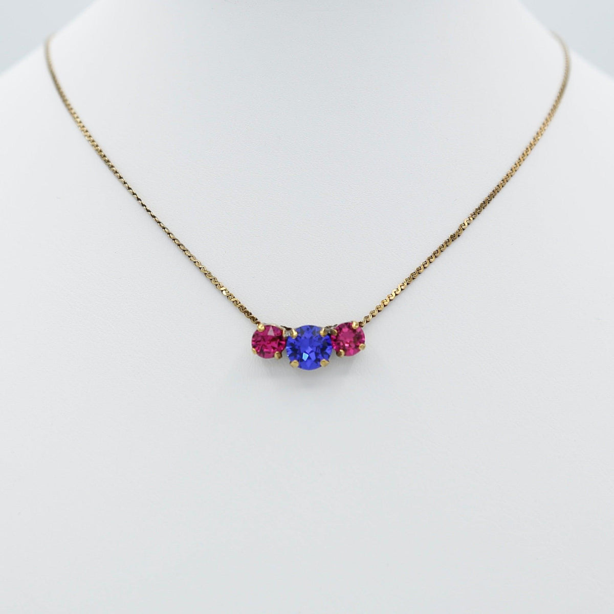 Red &amp; Blue Glass Stone Necklace - Vita Isola