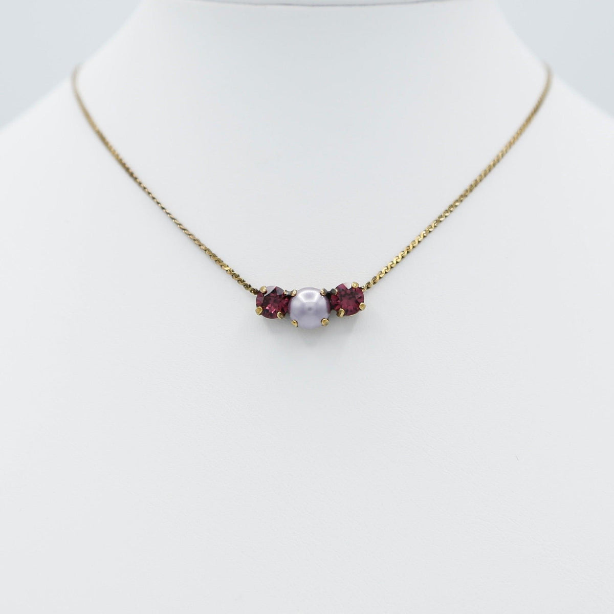 Red Glass Stone with Pearl Necklace - Vita Isola