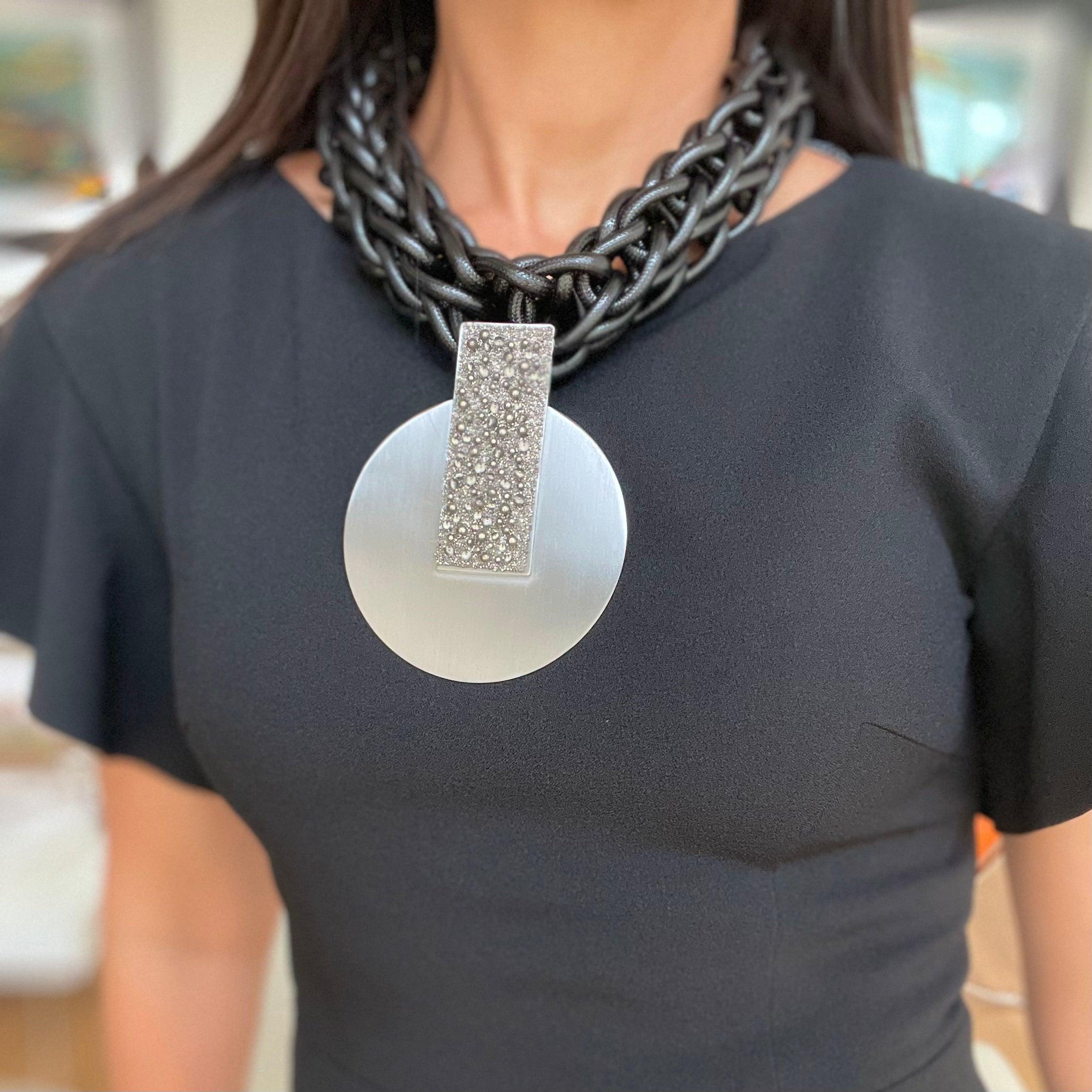 Gunmetal Necklace Women | Rosette Gunmetal Necklace | Vita Isola display picture 2
