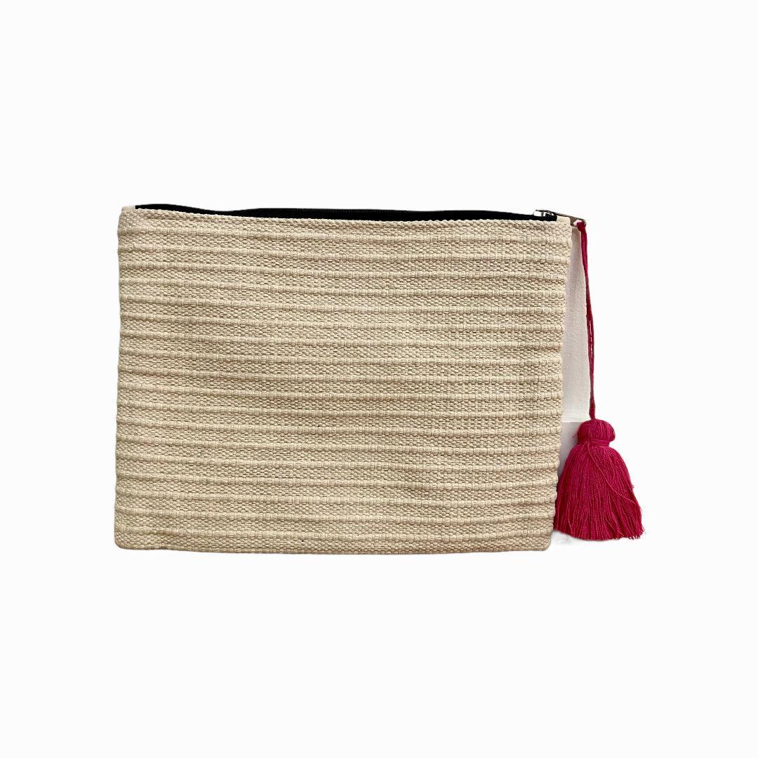 Shell Beads Design Pink Canvas Pouch - Vita Isola