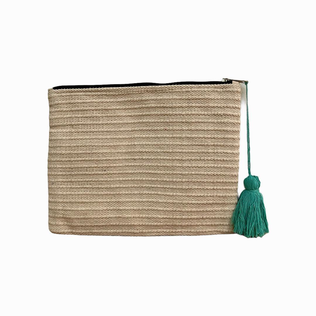 Shell Beads Design Teal Canvas Pouch - Vita Isola