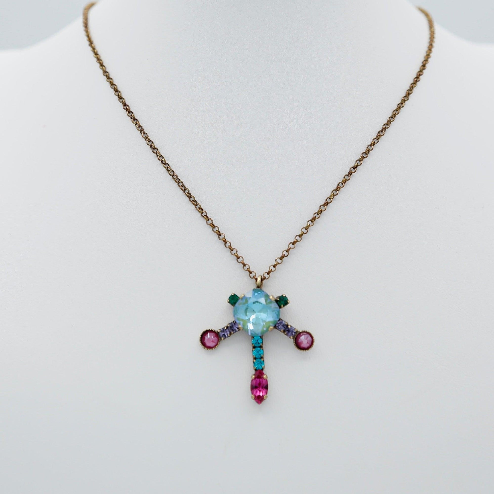 Turquoise Glass Stone Pendant Necklace - Vita Isola