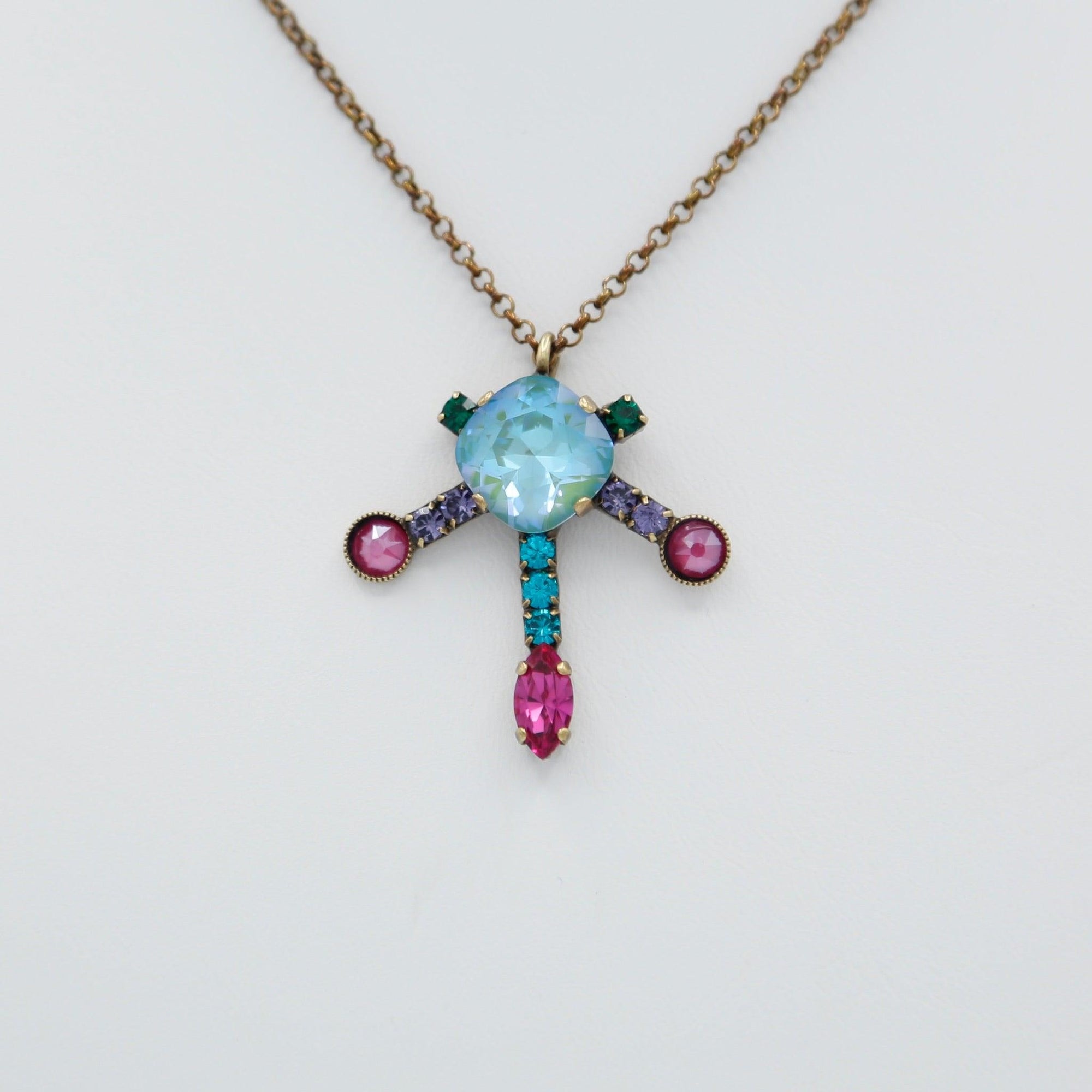 Turquoise Glass Stone Pendant Necklace - Vita Isola