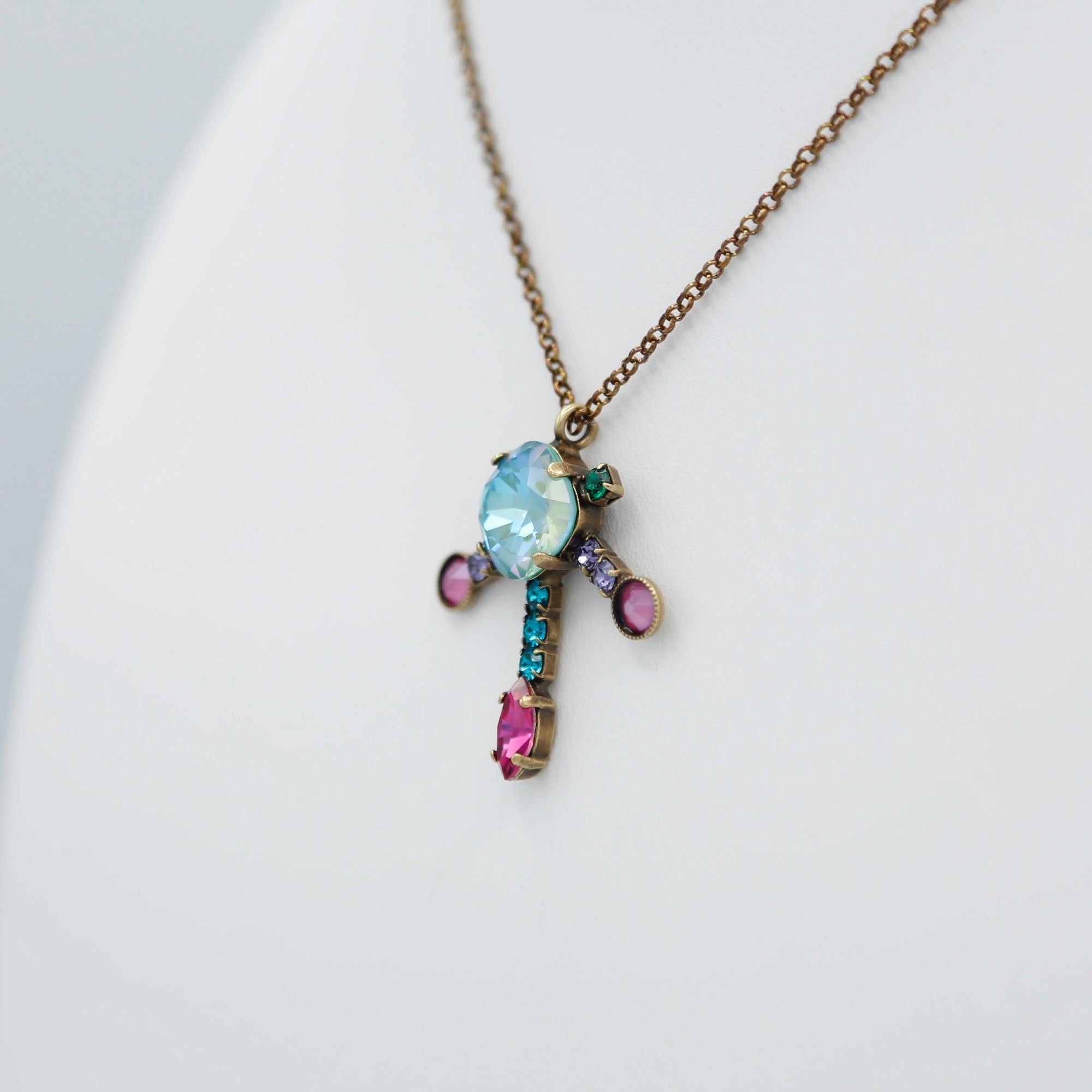 Turquoise Glass Stone Pendant Necklace - Vita Isola